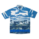 TXT Mens Hawaiian Shirt Blue Crazy Pattern L
