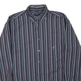 NAUTICA Mens Shirt Blue Striped Long Sleeve XL