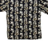 PIERRE CARDIN Mens Hawaiian Shirt Black Floral L