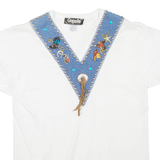 GEPETTO Womens T-Shirt White V-Neck S