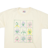 HANES Floral Womens T-Shirt Beige L