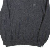 CHAPS Mens Jumper Grey Button Neck Tight Knit L