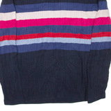 TOMMY HILFIGER Womens Patterned Jumper Blue Striped Cable Knit M