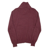 TOMMY HILFIGER Mens Jumper Maroon Button Neck Tight Knit S