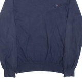 TOMMY HILFIGER Mens Jumper Blue V-Neck Tight Knit L