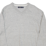 NAUTICA Mens Jumper Grey V-Neck Tight Knit L