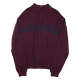 CHAPS Mens Jumper Maroon 1/4 Zip Tight Knit XL