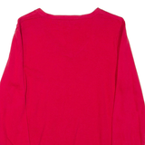 TOMMY HILFIGER Womens Jumper Red V-Neck Tight Knit M