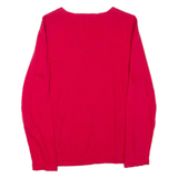 TOMMY HILFIGER Womens Jumper Red V-Neck Tight Knit M
