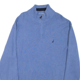 NAUTICA Mens Jumper Blue 1/4 Zip Tight Knit 2XL