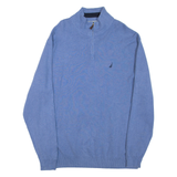 NAUTICA Mens Jumper Blue 1/4 Zip Tight Knit 2XL