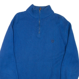 CHAPS Mens Jumper Blue 1/4 Zip Tight Knit L