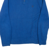 CHAPS Mens Jumper Blue 1/4 Zip Tight Knit L