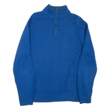 CHAPS Mens Jumper Blue 1/4 Zip Tight Knit L