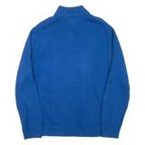 CHAPS Mens Jumper Blue 1/4 Zip Tight Knit L