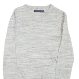 NAUTICA Mens Jumper Grey V-Neck Tight Knit XS