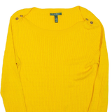 LAUREN RALPH LAUREN Womens Jumper Yellow Cable Knit XL