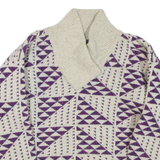 WINDBORNE Womens Patterned Jumper Beige Geometric Roll Neck Tight Knit Wool M
