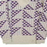 WINDBORNE Womens Patterned Jumper Beige Geometric Roll Neck Tight Knit Wool M