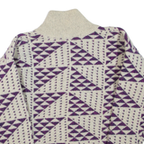 WINDBORNE Womens Patterned Jumper Beige Geometric Roll Neck Tight Knit Wool M