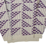 WINDBORNE Womens Patterned Jumper Beige Geometric Roll Neck Tight Knit Wool M