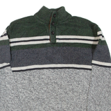 CHAPS Mens Patterned Jumper Grey Colourblock Button Neck Tight Knit L