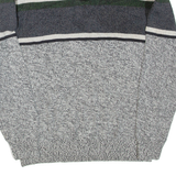 CHAPS Mens Patterned Jumper Grey Colourblock Button Neck Tight Knit L