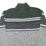 CHAPS Mens Patterned Jumper Grey Colourblock Button Neck Tight Knit L