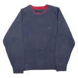 TOMMY HILFIGER Mens Jumper Blue Tight Knit L