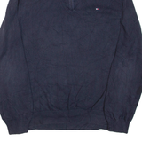 TOMMY HILFIGER Mens Jumper Blue 1/4 Zip Tight Knit XL
