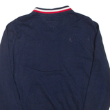 TOMMY HILFIGER Mens Jumper Blue V-Neck Tight Knit L