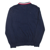 TOMMY HILFIGER Mens Jumper Blue V-Neck Tight Knit L