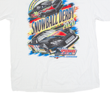 PORT & COMPANY Snowball Derby Racing Mens Biker T-Shirt White USA XL
