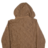 GUESS Womens Quilted Coat Brown Hooded XL