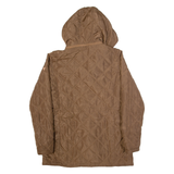 GUESS Womens Quilted Coat Brown Hooded XL