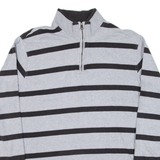 CHAPS Striped Mens Sweatshirt Grey 1/4 Zip L