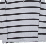 CHAPS Striped Mens Sweatshirt Grey 1/4 Zip L
