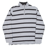 CHAPS Striped Mens Sweatshirt Grey 1/4 Zip L