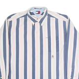 TOMMY HILFIGER Mens Shirt White Striped Long Sleeve L