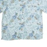 ISLAND SHORES Mens Hawaiian Shirt Blue Crazy Pattern XL