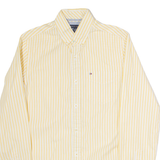 TOMMY HILFIGER Mens Shirt Yellow Striped Long Sleeve XS