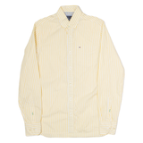 TOMMY HILFIGER Mens Shirt Yellow Striped Long Sleeve XS