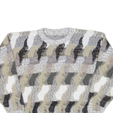 Womens Patterned Jumper Green Crazy Pattern 90s Cable Knit M