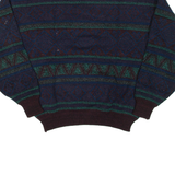 THE MENS STORE Mens Patterned Jumper Brown Fair Isle 90s Cable Knit XL