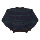 THE MENS STORE Mens Patterned Jumper Brown Fair Isle 90s Cable Knit XL