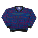 CAPE COD Womens Patterned Jumper Blue Crazy Pattern Collared 90s L