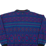 CAPE COD Womens Patterned Jumper Blue Crazy Pattern Collared 90s L