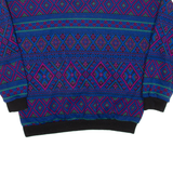 CAPE COD Womens Patterned Jumper Blue Crazy Pattern Collared 90s L