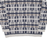 PENNS LANDING Mens Patterned Jumper Grey Fair Isle 90s Cable Knit L