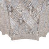 JANTZEN Womens Patterned Jumper Beige Crazy Pattern 90s Wool L